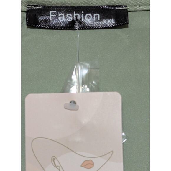 Fashion Satin Outfit Womens XXL Green Long Sleeve Button Top & Jogger Pant Set - Picture 8 of 14